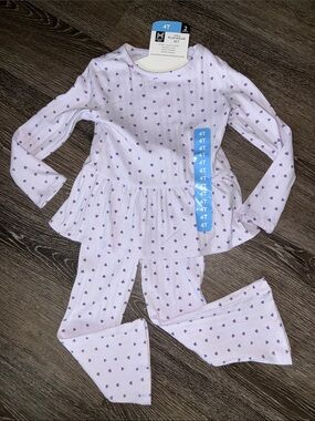 New with tag 4T Purple Heart print matching set